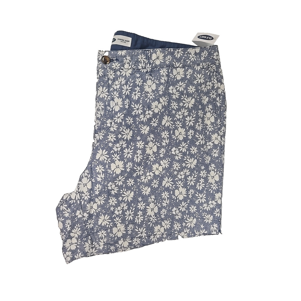 Old Navy Every Day Short Womens Blue White Floral Linen Blend Size 20 New